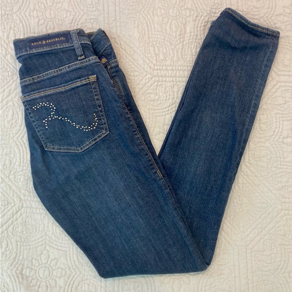 Rock & Republic Women’s Size 6 Berlin Midrise Skinny Jeans Dark Wash